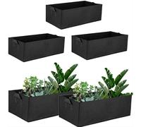 5 Pack Rectangular Garden Grow Sac Sacs De Planteur en Feutre Carré Plantation Pots en Tissu avec Poignées Extérieur Jardin Intérieur Pot De Croissance pour Fleurs Légumes Tomates Pommes.[N66]