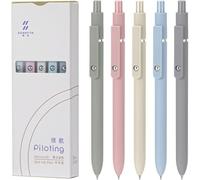 5 Pack Retractable Gel Pens, 0.5mm Fine Point, Black Ink Quick Dry