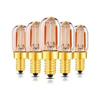 5 Pack T22 LED ampoule, l'ampoule tubulaire de verre ambré 1W 2200K E12 E14 DC AC ampoule 12V-24V, 360 ° décorative Pendentif d'éclairage de l'ampoule peut être obscurci Aucune,1w e12 12v~14v