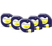5 Pack Yellow Plastic Tape Refill for LetraTag 91202 S0721620 Black on Yellow 12mm x 4m for Dynamo Letratag LT-100H LT-100T LT-110T QX50 XR XM 2000 Plus
