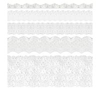 5 Packs Broderie Dentelle Garniture Premium Blanc Couture Dentelle Ruban festonné Coton Dentelle Décoratif Crochet Coupe 2 Yards x 5 Designs pour DIY Couture Artisanat Emballage Mariage (Baby)