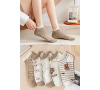 5 Pair Patterned Women Short Socks Soft Comfortable Daily Use