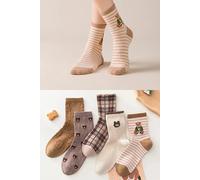 5 Pair Patterned Women Socks Soft Comfortable Daily Use