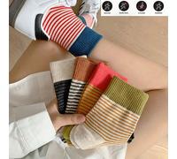 5 paires/10 paires de chaussettes rayées bicolores pour femmes, chaussettes d'équipe rayées rouges de style rétro Ins, convenant pour l'été et l'automne/hiver 5 paires mélangées,1 paire de couleur alé