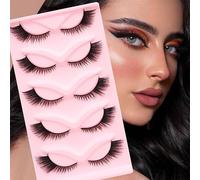 5 paires 3D Faux Cils Oeil de Chat, Cat Eye Lashes, Set d'Extensions de Cils Artificiels Naturels Cat-Eye, Faux Cils, Cils Artificiels Réutilisables 3D, pour Tous Les Jours Fête à Thème, Carnaval.