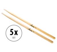 5 Paires de Baguettes XDrum 5A Pointe Nylon (tête en nylon en forme de goutte, longueur : env. 405 mm)