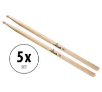 5 Paires de Baguettes de Batterie XDrum 5B Wood Tip (tête ronde en bois, longueur : env. 405 mm)