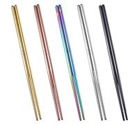 5 Paires Baguettes Ménagères en Acier Inoxydable 304, , Colorées