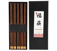 5 paires baguettes réutilisables Sticks de côtelette en bois Set les baguettes coréennes japonaises avec une adhérence non glissante cadeauasiatique alimentaire léger sans danger (# 1)