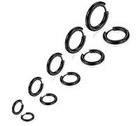 5 Paires Acier Inoxydable Boucles d’Oreilles Créole pour Homme Femme Boucle d’Oreille Anneau, Boucles d Oreilles Homme Noir, Boucle d Oreille Femme Creole Petite, Boucle d Oreille Noir Homme Piercing