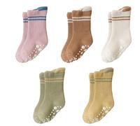 5 Paires Chaussette en Coton Antiderapante Bebe Chaussettes Antidérapantes Enfant Chaussette Bebe Naissance 1-3 Ans Taille S Taille M