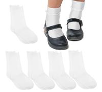 5 Paires Chaussettes à Volants pour Filles Chaussettes en Coton Blanc avec Volants Chaussettes Mignonnes et Confortables Chaussettes de Princesse pour Enfants Filles 16-20 cm