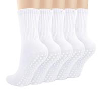 5 Paires Chaussettes Antidérapantes Femme Coton Pilates Yoga Chaussette Antidérapante Foot pour Ballet Danse Barre Sport Trampoline Fitness Gymnase Entraînement Physique Hôpital
