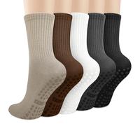 5 Paires Chaussettes Antidérapantes Femme Coton Pilates Yoga Chaussette Antidérapante Foot pour Ballet Danse Barre Sport Trampoline Fitness Gymnase Entraînement Physique Hôpital