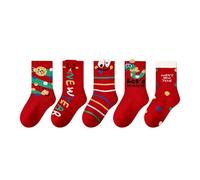 5 Paires Chaussettes de Noël Pour Enfants, Cadeaux à Glisser Dans Les Chaussettes, Garçons, Filles, Tout-Petits, Chaussette de Noel Colorées et Mignonnes en Coton