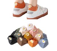 5 Paires Chaussettes en Coton pour Femme Motif Coeur Drôle Fantaisie Chaussette Basses Courtes Socquettes pour Femme Fille