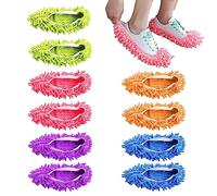 5 Paires Chaussons Mop,Microfibre Poussière Mop Chaussures,Lavable et Réutilisable Chaussons de Nettoyage pour La Maison,5 Couleurs