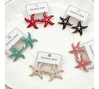 5 paires de boucles d'oreilles créatives en forme de goutte d'huile et d'étoile. Ces boucles d'oreilles uniques et pour femmes sont fabriquées en acier inoxydable et ne causent pas d'allergies. Elles