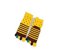 5 Paires De Chaussettes À Bout Coloré For Hommes, Grands , Automne Hiver, Coton Épais, Rayures Couleur Vive, Joyeuses Cinq Doigts EU45 46 pour Pilates, Danse, Fitness, Hôpita(Yellow Coffe(5 Pair))