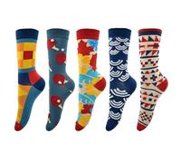 5 Paires de Chaussettes Amusantes et Colorées pour Femme 39-42, de Bonne Humeur (FR/ES, Numérique, Taille Normale, Rouge Avec Boite B)