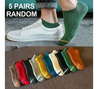 5 paires de chaussettes basses de couleur unie pour femmes, confortables et douces, adaptées pour un port quotidien et au bureau, choisi aléatoirement 39-42,36-39UnicoloreÉtoffe