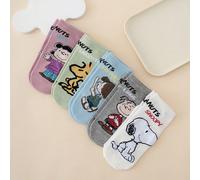 5 paires de chaussettes de cheville pour femmes avec motifs drôles de l'expression du chien Charlie Brown et d'imprimés de lettres de la série SNOOPY. Chaussettes de sport respirantes, convenant à tou