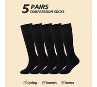 5 paires de chaussettes de compression noires mi-mollet pour femmes et chaussettes d'équitation, convenant pour la course, le cyclisme, les sports, la salle de sport, l'automne P/M,L/XLUnicoloreTissu 