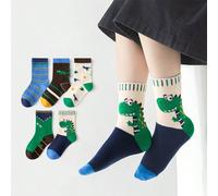 5 paires de chaussettes d'équipage unisexes pour tout-petits, motif de dinosaure de bande dessinée, polyvalentes pour un port quotidien en toutes saisons 1-3Y,3-5 ans,8-12 ans,5-8 ansAnimal,CartoonPol