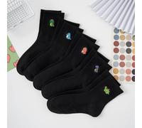 5 paires de chaussettes femme brodées avec motif de dinosaure, convenant à toutes les saisons, tailles européennes et américaines, tailles généreuses, confortables et respirantes, résistantes à l'usur