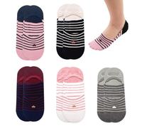 5 Paires De Chaussettes Femme Rayées, Chaussettes Femme Douces Et Respirantes, Chaussettes Femme Mode, Chaussettes Antidérapantes, Chaussettes De Sport Invisibles En Coton