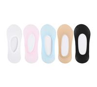 5 paires de chaussettes invisibles en silicone pour femmes tissu doux respirant couleur bonbon coupe basse ne pas montrer doublure non slip conbon coloré cheville femmes, Cinq couleurs mélangées