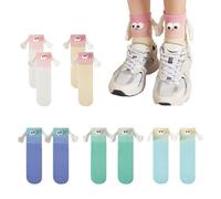 5 Paires De Chaussettes Magnétiques, Chaussettes Au Design Créatif, Chaussettes Amusantes, Chaussettes D'Amitié, Jolies Chaussettes Mi-Mollet, Chaussettes Douces Absorbant La Transpiration