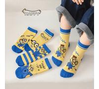 5 paires de chaussettes mi-longues pour enfants Minions, de couleur unie, simples et , personnalisées et à la mode, agréables à la peau et respirantes, douces et confortables, classiques et polyvalent