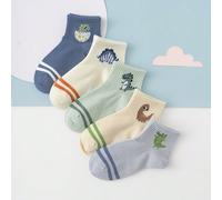 5 paires de chaussettes mi-mollet mignonnes, polyvalentes et pour garçons et filles, avec motifs de dinosaures et crocodiles 8-12Y,1-2Y,2-3Y,3-8YAnimalÉtoffe