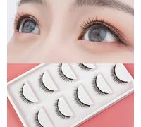 5 paires de faux cils courts, cils au look super naturel, longueur de 4 à 7 mm, cils noirs simples en croix, style girlish, outils de maquillage pour débutants, bandes de cils en une seule pièce à poi