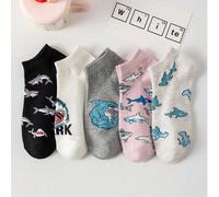 5 paires de nouvelles chaussettes courtes mignones à motif de requin pour femmes, douces, confortables et respirantes. Meilleures chaussettes pour le port quotidien. Cadeau de Noël 5 paires de tailles