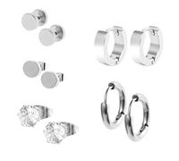 5 paires élégant en acier couleur boucles d'oreilles, punk gothique boucles d'oreilles Set pour les femmes et les hommes
