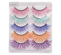 5 Paires Faux Cils Colorés Naturels Réalistes, Effet Maquillage 3d | Simulation, Style Mode, pour Scène et Maison, Rehausse le Regard, Pose Pratique