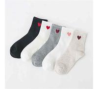 5 Paires/Pack Femmes Chaussette Broderie Amour Coeur Sox Mode Drôle Coton Étudiant Classique Chaussettes 6