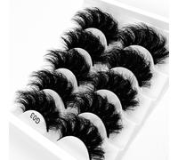 5 paires/paquet de faux cils épais, bouclés et volumineux. Cils de vison au look chat avec un effet wispy et un volume 8D. Bandes de faux cils pour un regard de renard et un effet de levage. Rallongen