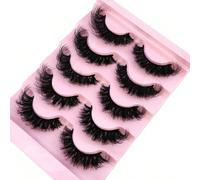 5 paires/paquet de faux cils naturels épais et volumineux. Cils de vison dramatiques et ébouriffés avec un effet 8D volumineux et durable. Bandes de faux cils effilochées pour un regard de renard et u