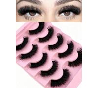 5 paires/paquet de faux cils naturels épais et volumineux. Cils de vison dramatiques et ébouriffés avec un effet 8D volumineux et durable. Bandes de faux cils effilochées pour un regard de renard rele