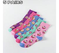 5 paires/sets de chaussettes d'équipe à motif de dessert pour femmes, quatre saisons, automne 39-42,36-39,36-42-1Paire aléatoireCartoon,Géométrique,Nourriture & BoissonsPolyester