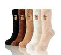 5 Pairs Highland Cow Slipper Socks, Highland Cow Fluffy Socks, Cartoon Highlands Cows Plush Sockss for Cold-Free Home Comfort Warmth, Highlands Cows Gifts for Women (A)