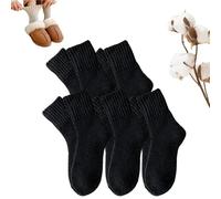 5 Pairs Women's Solid Mid-Calf Socks, Winter Thicker Boots Socks Thick Warm Cozy, Cotton Soft Breathable Elasticity (Black)