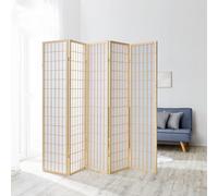 5 pan Paravent Séparateur Interieur Cloison Diviseur Bois Naturelle Homestyle4u
