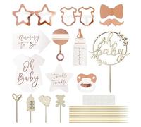 5 Pancartes À Gâteaux En Bois, 10 Accessoires Photo Pour Bébé, Décorations De Desserts, Décorations De Gâteaux D'Anniversaire, Accessoires De Fête Pour Bébé.