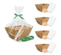 5 Paniers Cadeaux Vides 26x17x11cm + 125g de Papier de Pin + 5 Feuilles Cellophane + 25m de Fil | Coffret en Carton sans Couvercle | Corbeilles, Cadeaux, Anniversaire, Pâques, Saint-Valentin, Fêtes