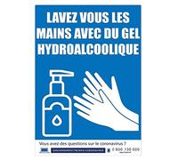 5 panneau autocollant Lavez-Vous Les Mains avec du Gel hydroalcoolique A4 210 x 297 mm Affiche, affiche Autocollant Lavage des Mains obligatoire idéal pour Coller sur vitre, Mur, Toutes Surface Lisse