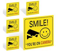 5 panneaux « Smile You Are On Camera », autocollants en vinyle pour extérieur, réfléchissants, pour avertir/notifier les visiteurs ou les clients (100 mm x 100 mm)